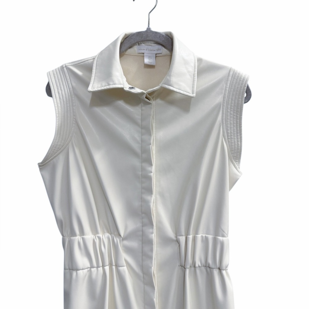 House of Harlow 1960 Faux Leather Midi Dress White Size Small - Picture 3 of 9